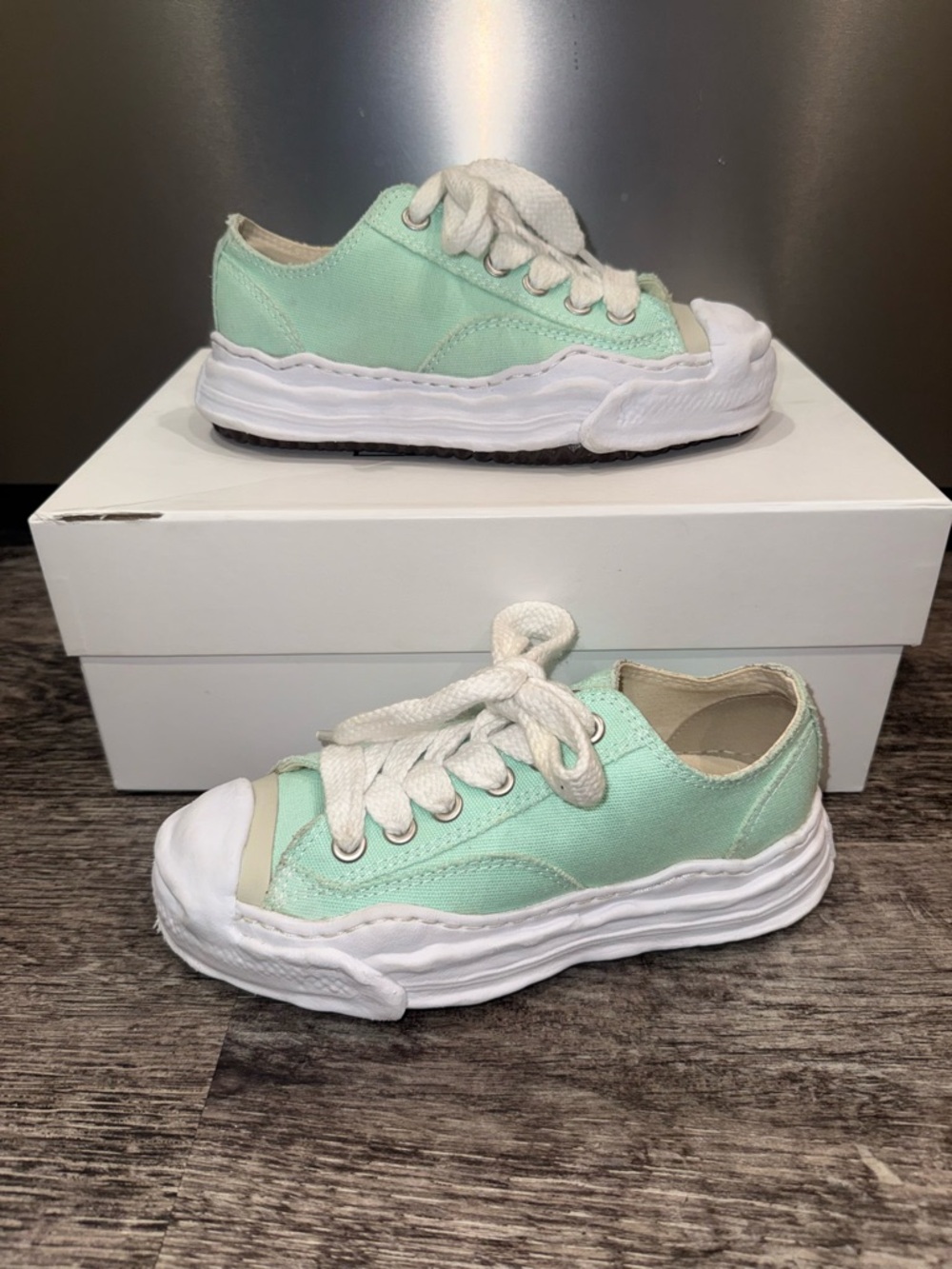 Miharayasuhiro Kids Mint Green Canvas Sneakers with White Sole